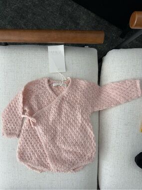 NWT baby long sleeve pink knit onesie